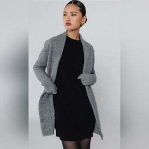 Theory Gray 100% Cashmere Knit Long Sleeve Cardigan